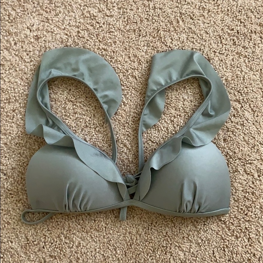 Warn once olive green bikini top size M f